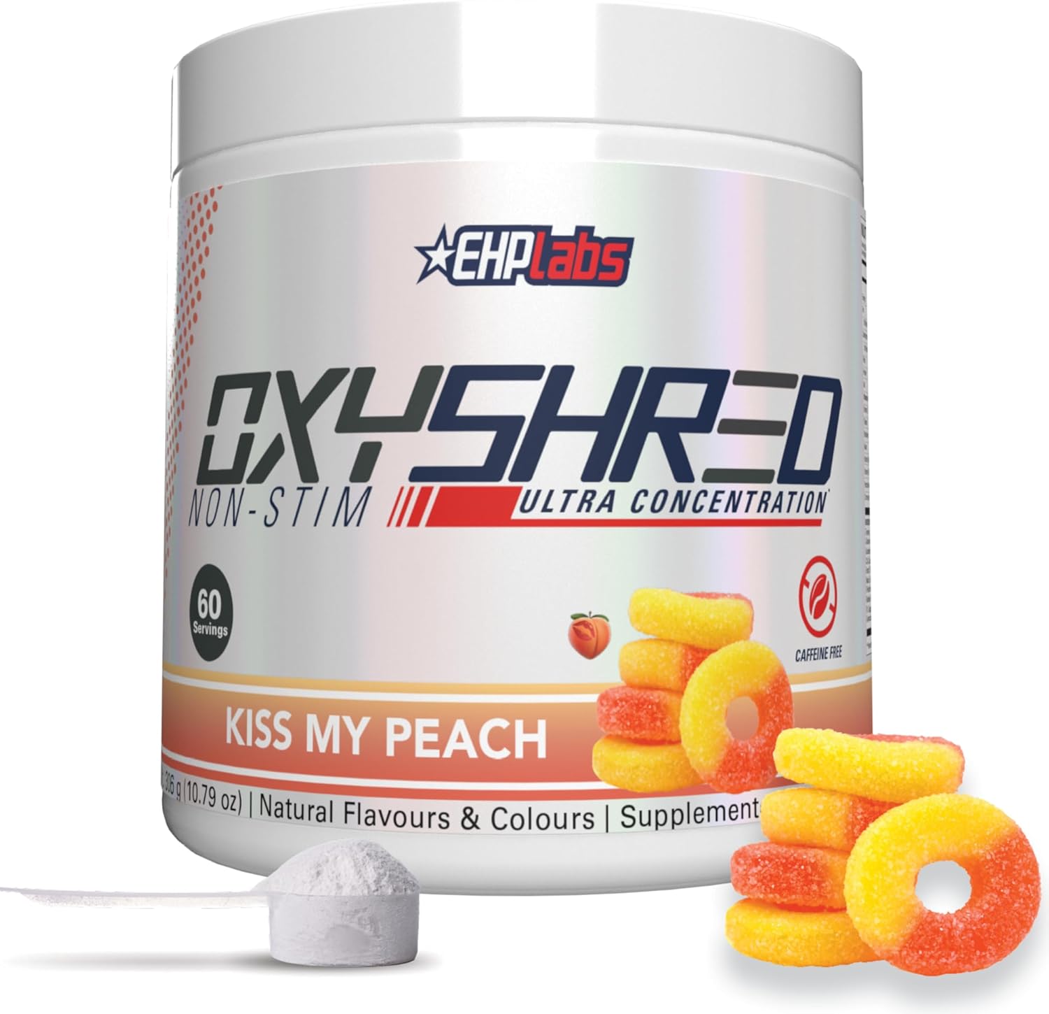 OxyShred Non-Stim Ultra Concentrate by EHPlabs - 306g (40 Serves) - Kiss My Peach