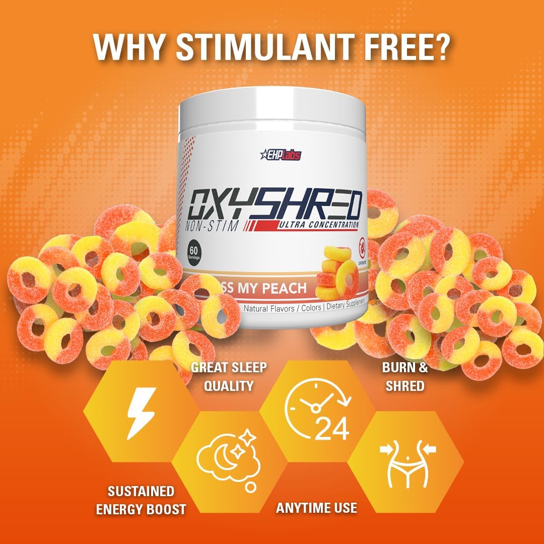 OxyShred Non-Stim Ultra Concentrate by EHPlabs - 306g (40 Serves) - Kiss My Peach