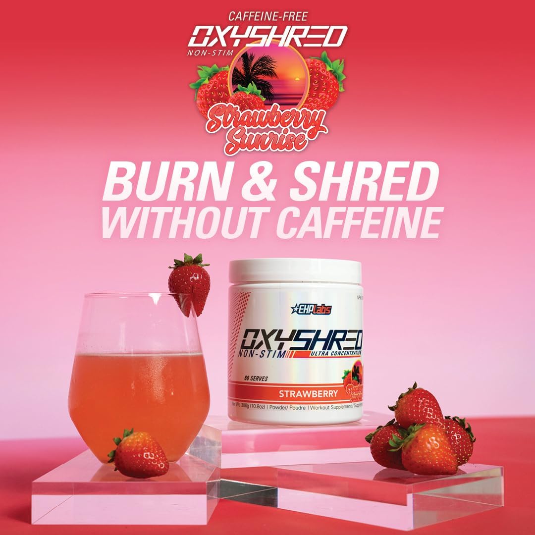 OxyShred Non-Stim Ultra Concentrate by EHPlabs - 306g (40 Serves) - Strawberry Sunrise