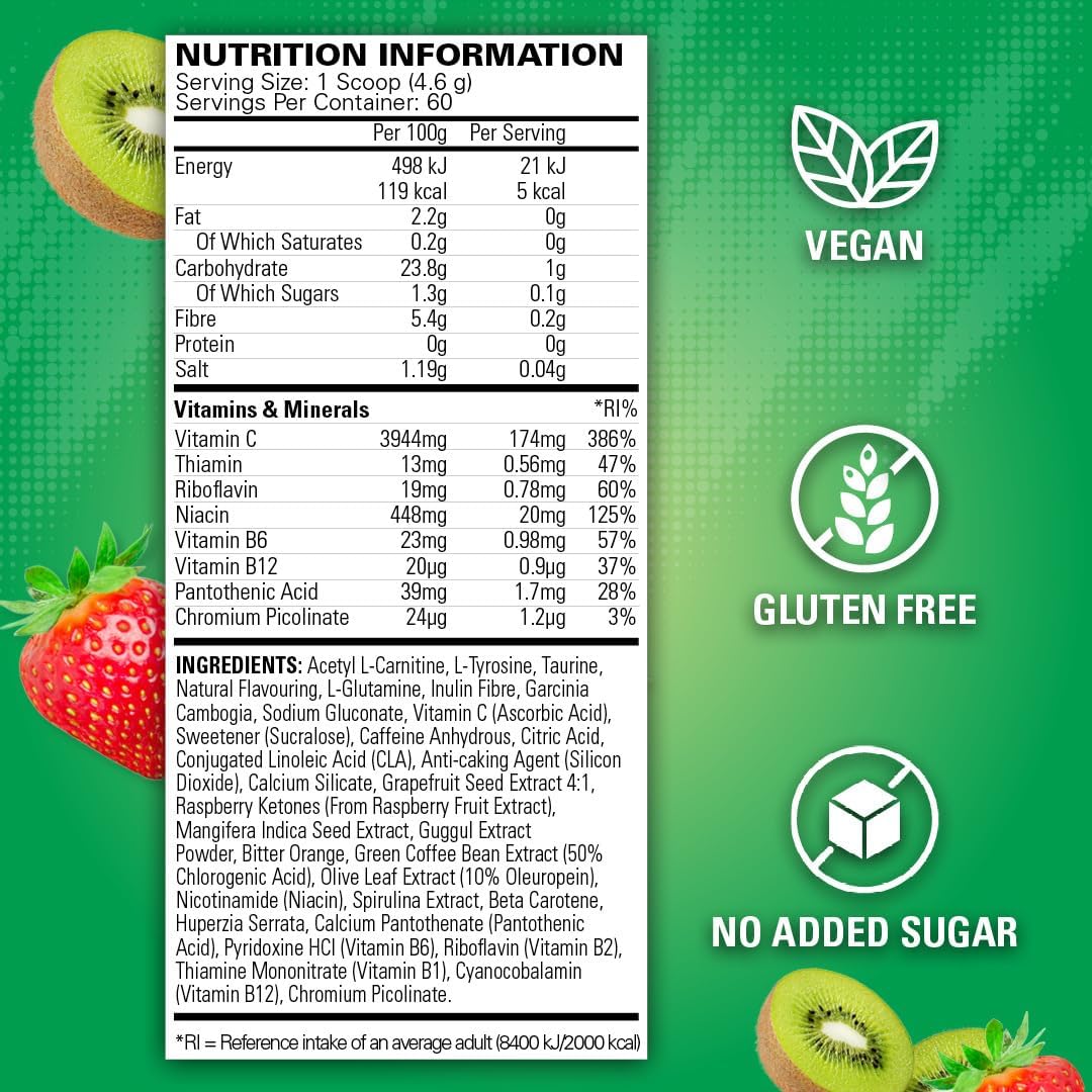 OxyShred Ultra Concentrate by EHPlabs - 252g (60 Serves) - Kiwi Strawberry