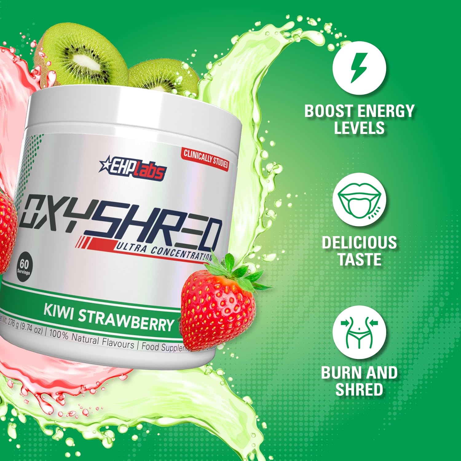OxyShred Ultra Concentrate by EHPlabs - 252g (60 Serves) - Kiwi Strawberry