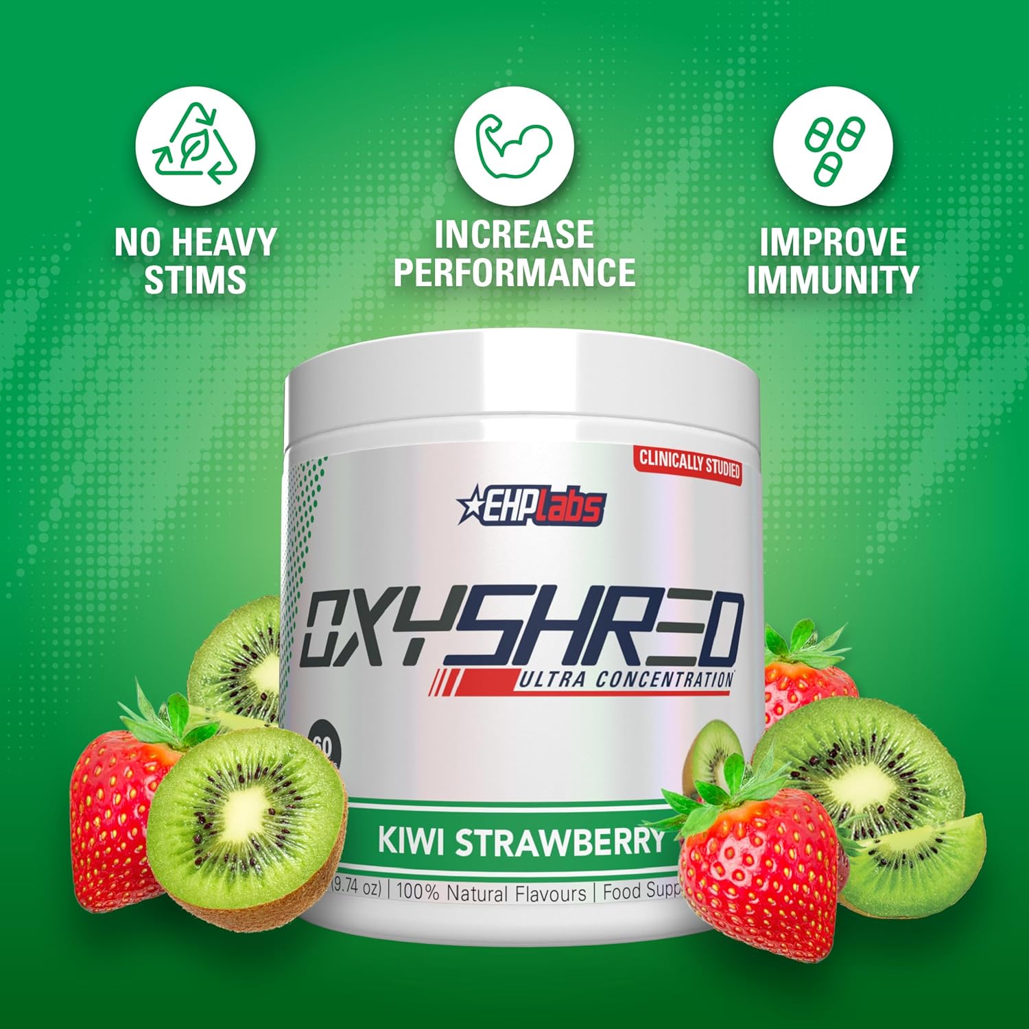 OxyShred Ultra Concentrate by EHPlabs - 252g (60 Serves) - Kiwi Strawberry