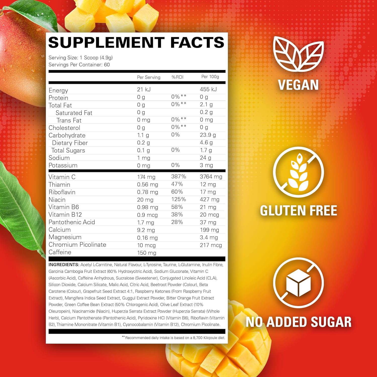 OxyShred Ultra Concentrate by EHPlabs - 276g (60 Serves) - Mango