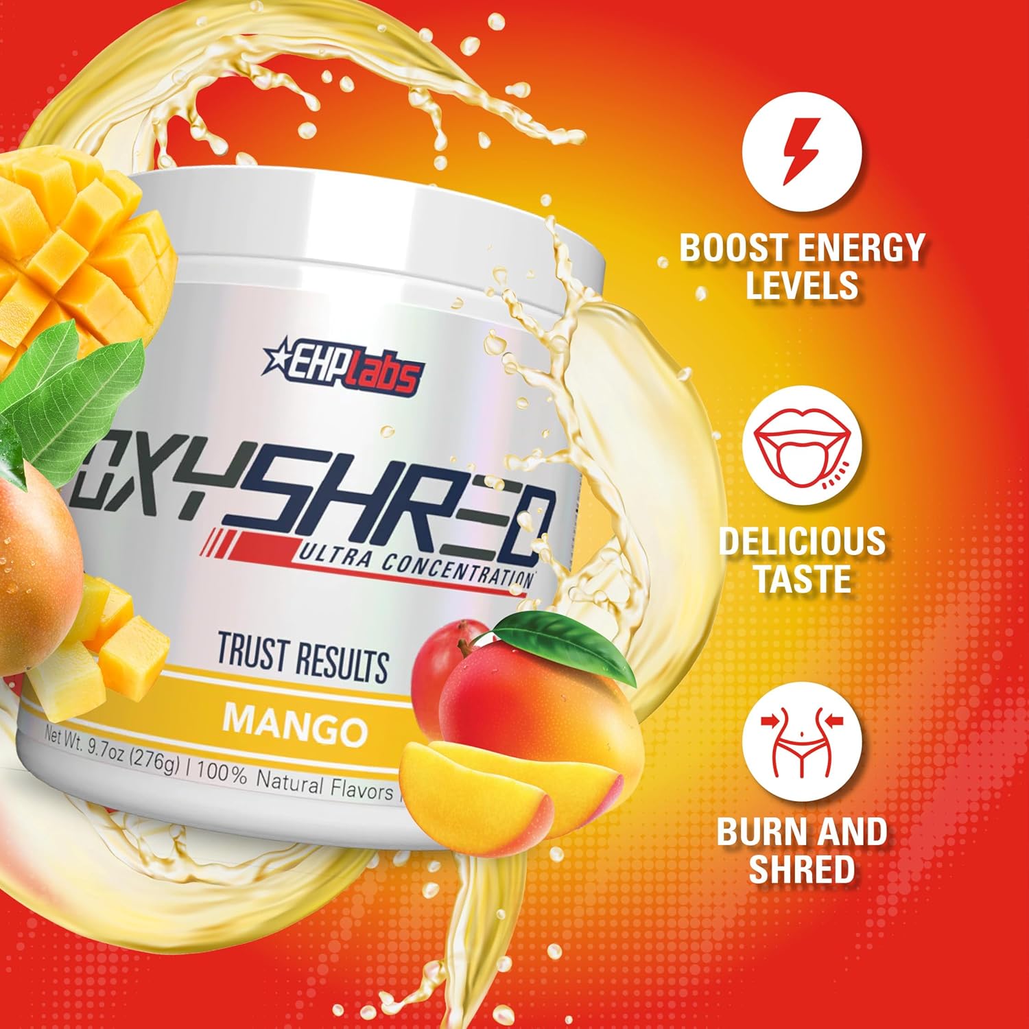 OxyShred Ultra Concentrate by EHPlabs - 276g (60 Serves) - Mango