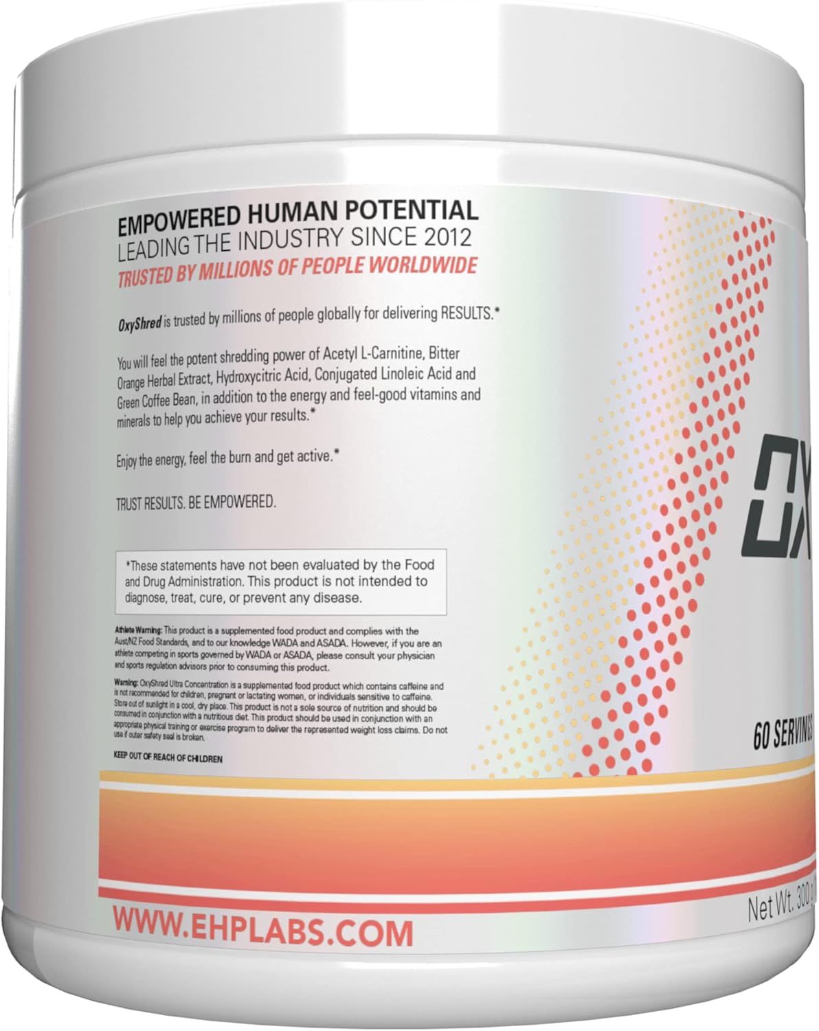 OxyShred Ultra Concentrate by EHPlabs - 300g (60 Serves) - Peach Candy Rings