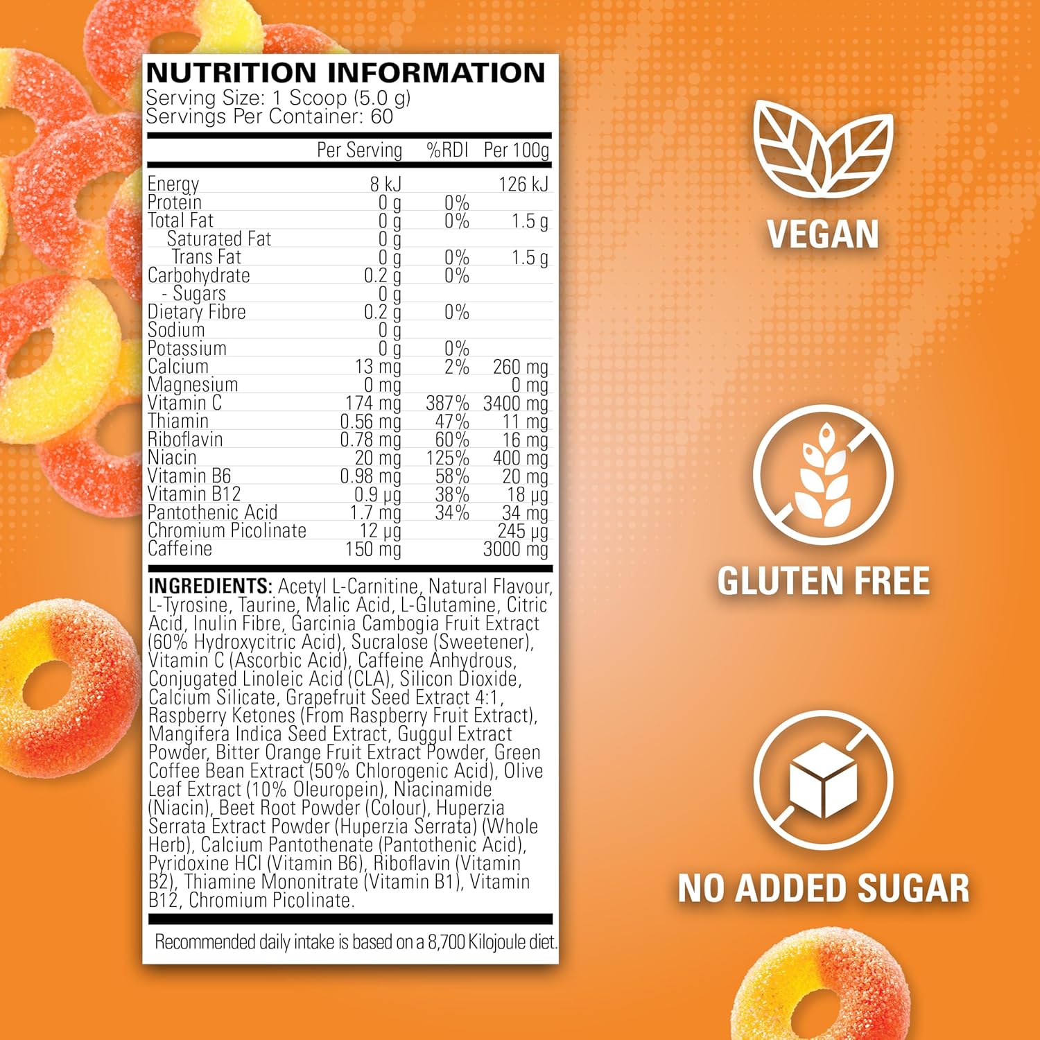 OxyShred Ultra Concentrate by EHPlabs - 300g (60 Serves) - Peach Candy Rings