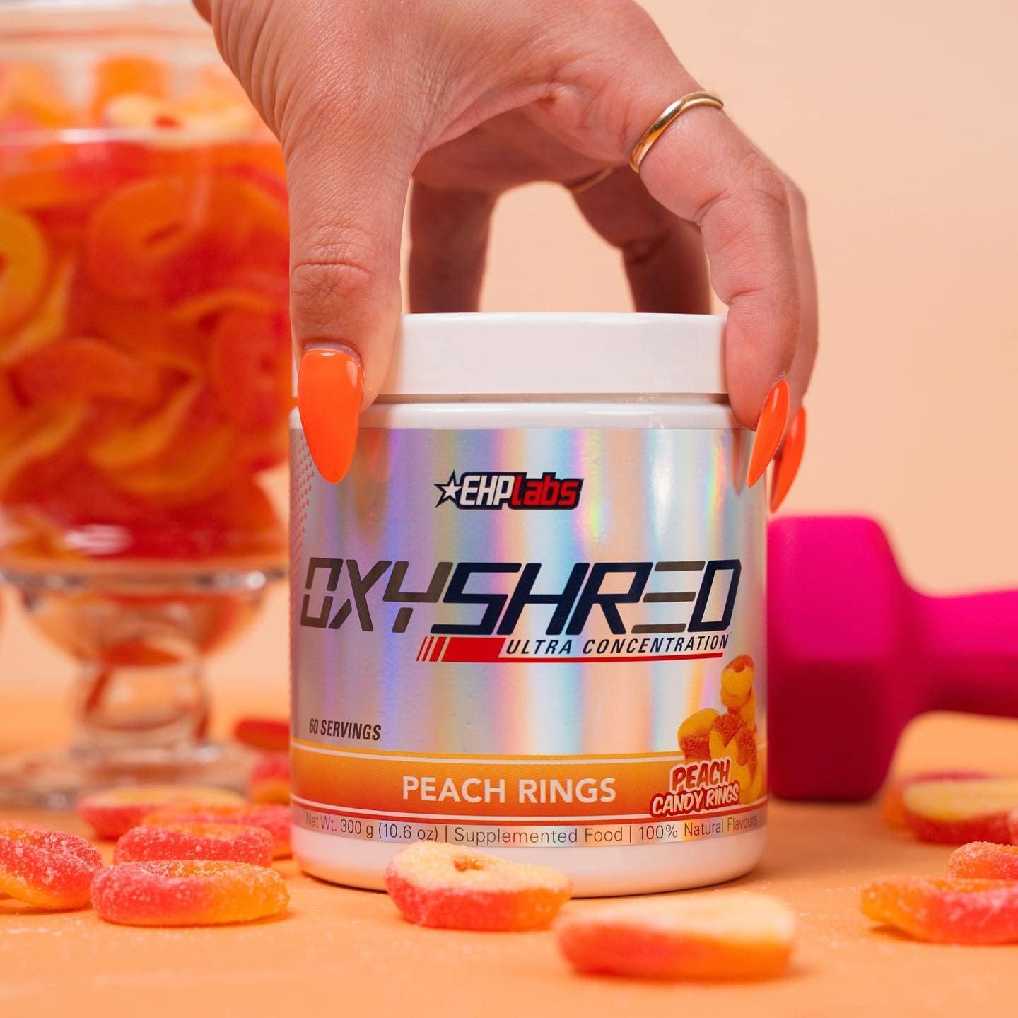 OxyShred Ultra Concentrate by EHPlabs - 300g (60 Serves) - Peach Candy Rings