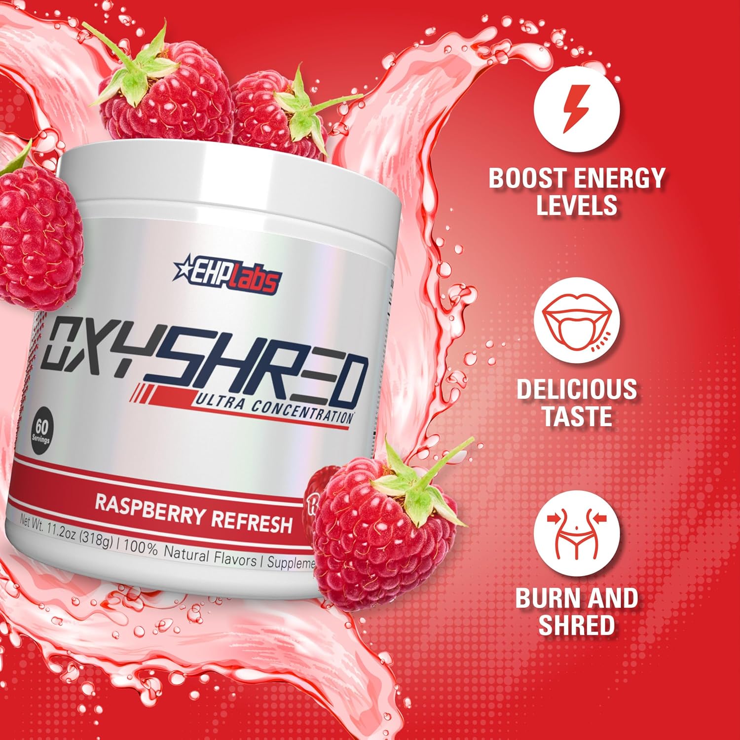 OxyShred Ultra Concentrate by EHPlabs - 318g (60 Serves) - Raspberry Refresh