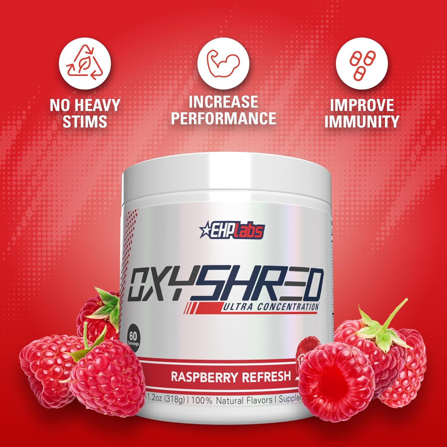 OxyShred Ultra Concentrate by EHPlabs - 318g (60 Serves) - Raspberry Refresh
