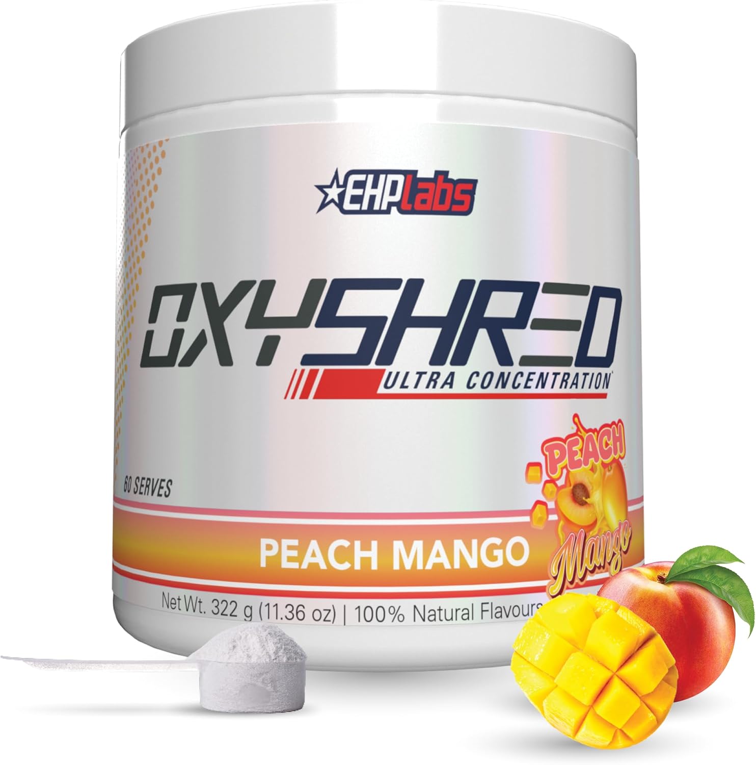 OxyShred Ultra Concentrate by EHPlabs - 322g (60 Serves) - Peach Mango