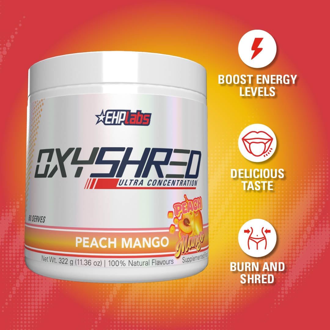 OxyShred Ultra Concentrate by EHPlabs - 322g (60 Serves) - Peach Mango