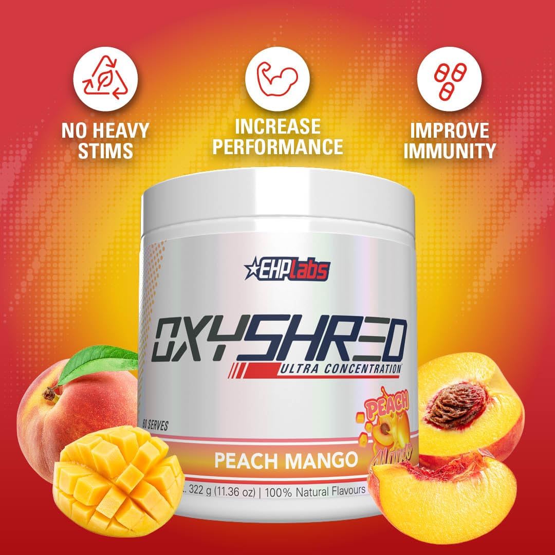 OxyShred Ultra Concentrate by EHPlabs - 322g (60 Serves) - Peach Mango