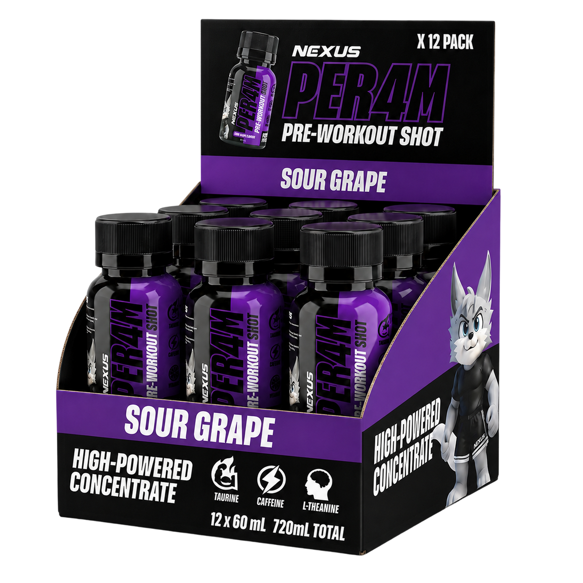 Nexus PER4M Pre-Workout Shot - Sour Grape Flavour - 60ml