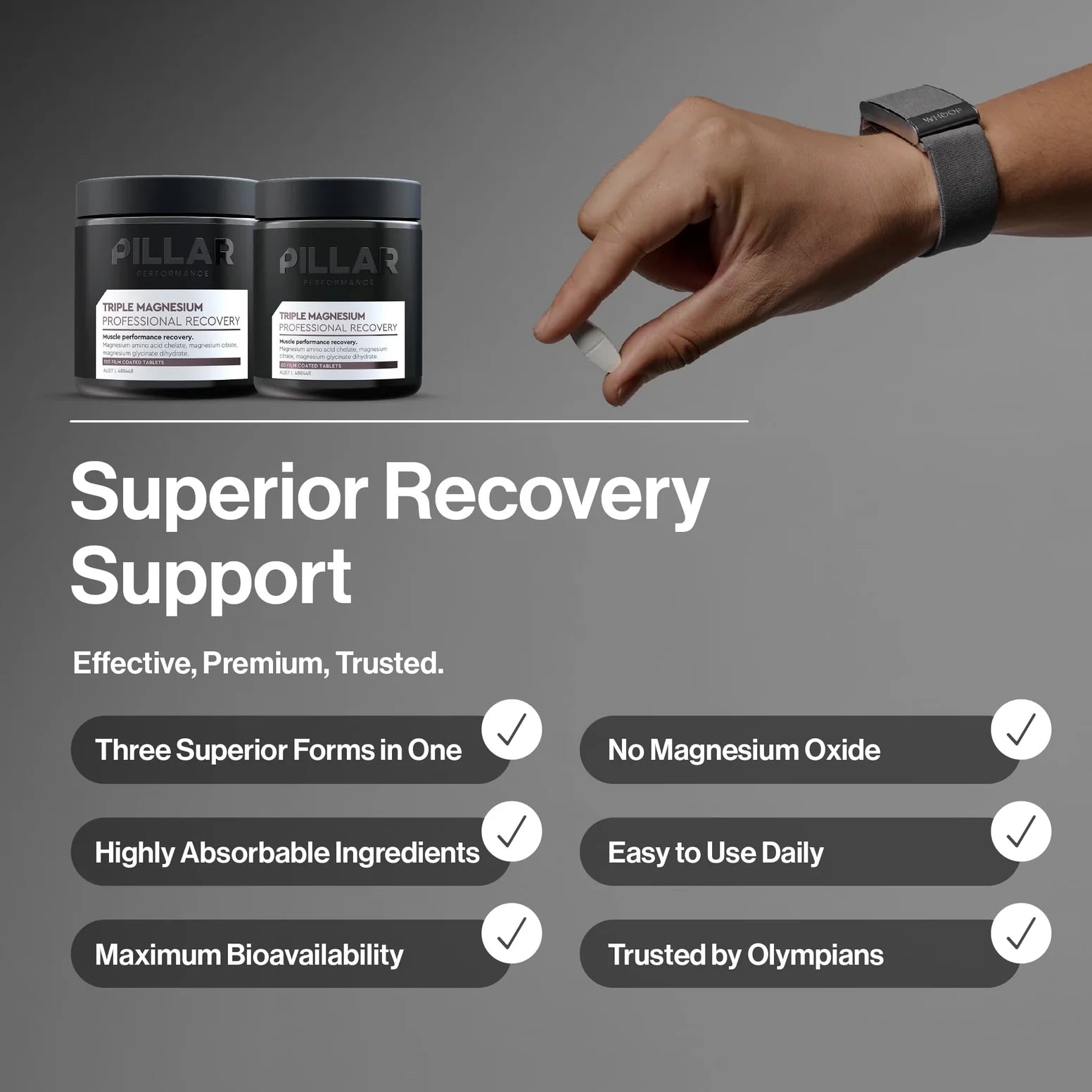 Pillar Performance Triple Magnesium Tablets - 120 Capsules