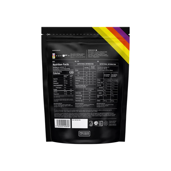 Precision Fuel 60g Carb + 1000mg Sodium Per Litre Carb & Electrolyte Drink Mix - 510g