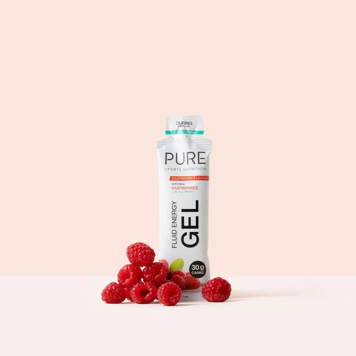 Pure Fluid Energy Gel - Raspberry Flavour + Caffeine - 50g (Single)