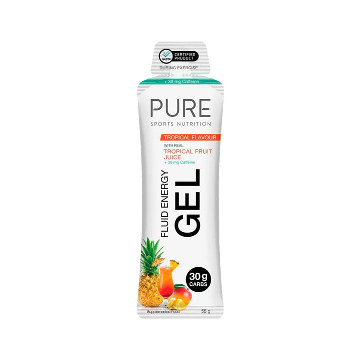 Pure Fluid Energy Gel - Tropical Flavour + Caffeine - 57g (Single)
