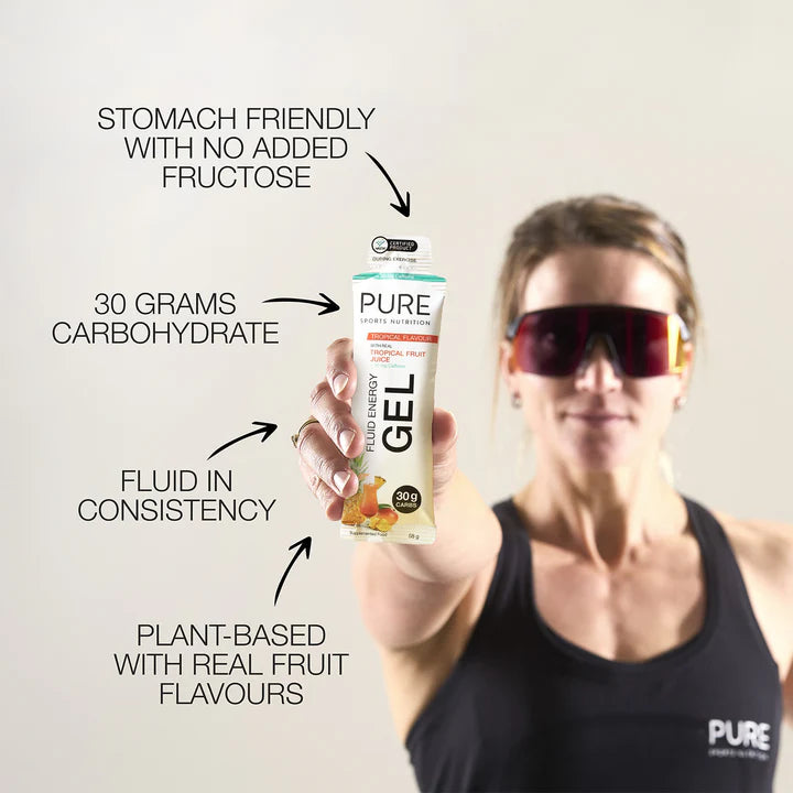 Pure Fluid Energy Gel - Tropical Flavour + Caffeine - 57g (Single)