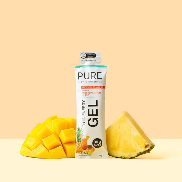 Pure Fluid Energy Gel - Tropical Flavour + Caffeine - 57g (Single)