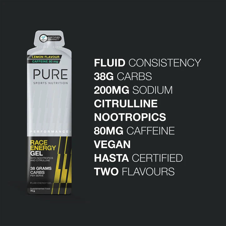 Pure Caffene Pure Race Energy Gel - Cola Flavour + Caffeine - 70g (Single ...
