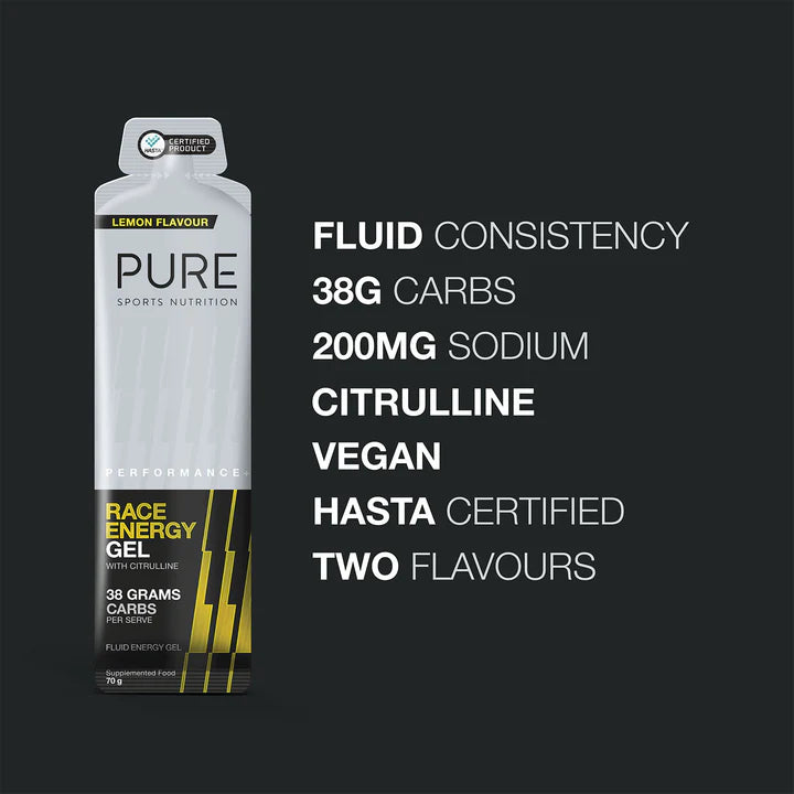 Pure Race Energy Gel - Lemon Flavour - 70g (Single)