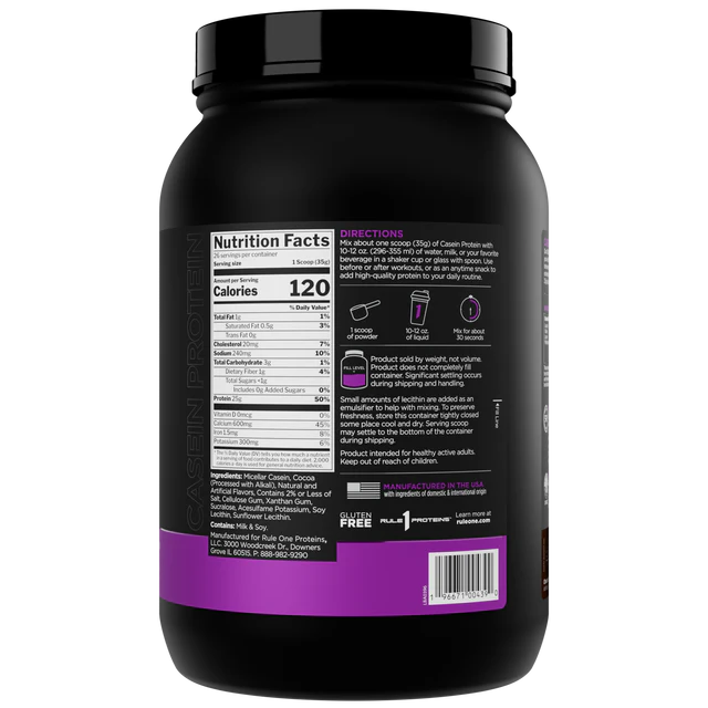 Rule 1 R1 Casein Protein - Chocolate Fudge - 1.96lb (26 Serves)