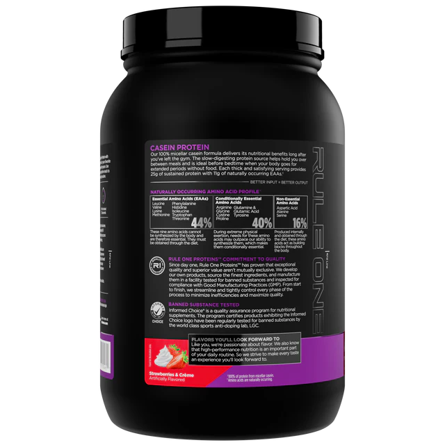 Rule 1 R1 Casein Protein - Strawberries & Creme - 1.96lb (27 Serves)