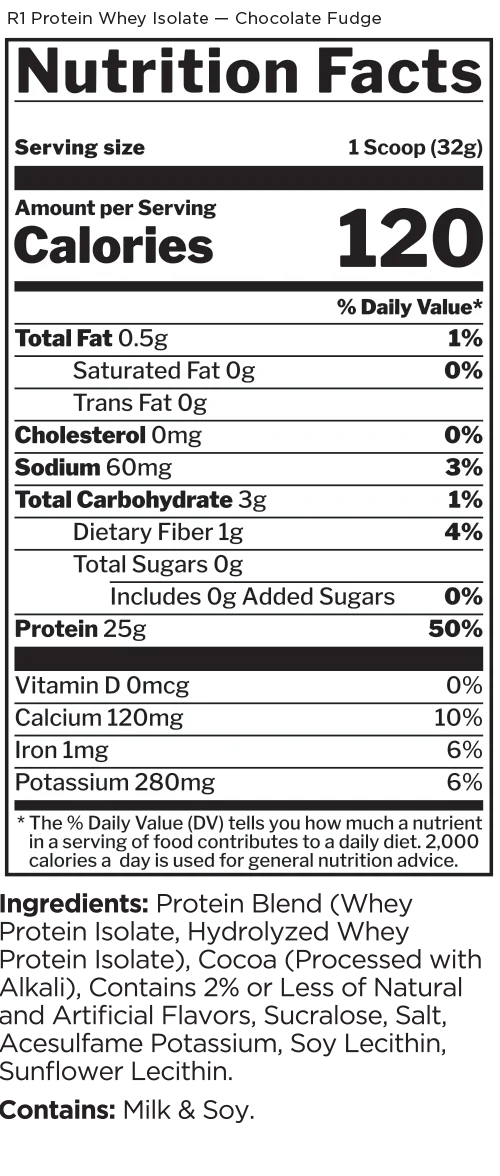 Rule 1 R1 Protein Whey Isolate (WPI) - Chocolate Fudge - 5lb (71 Serves)