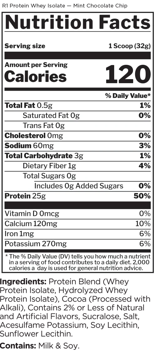 Rule 1 R1 Protein Whey Isolate (WPI) - Mint Chocolate Chip - 5lb (71 Serves)
