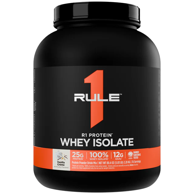 Rule 1 R1 Protein Whey Isolate (WPI) - Vanilla Creme - 5lb (76 Serves)