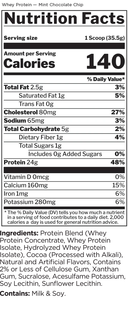 Rule 1 Whey Protein Blend - Mint Chocolate Chip - 2lb (26 Serves)