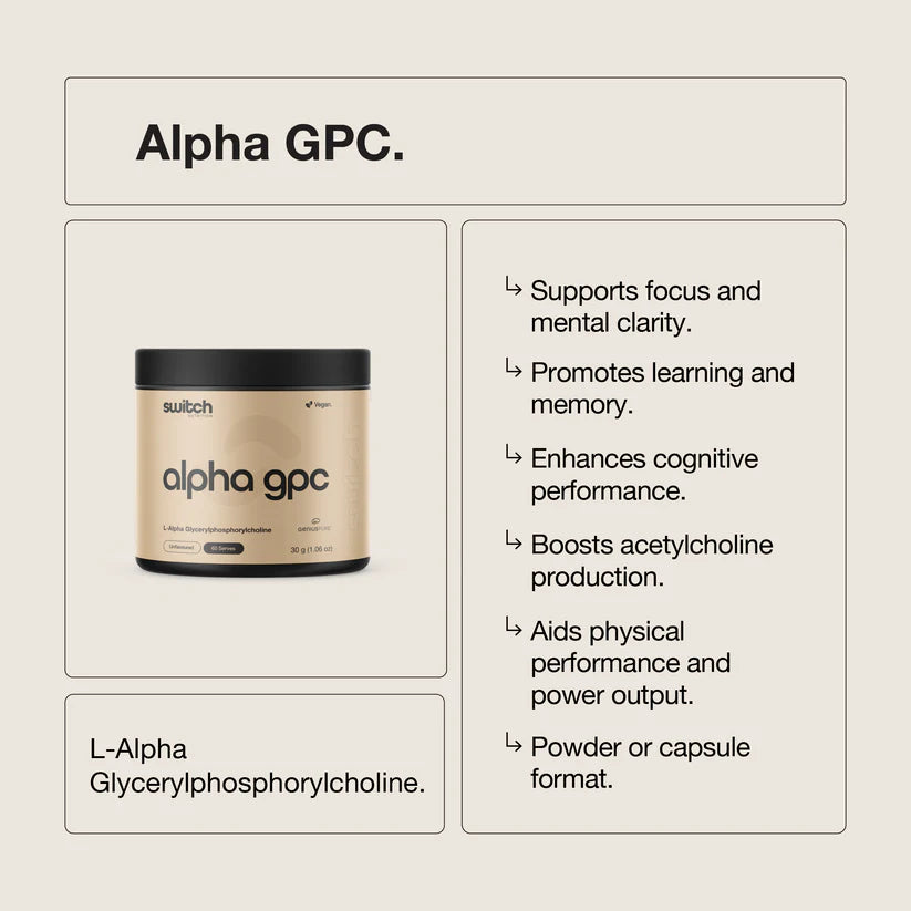 Switch Nutrition Alpha-GPC Geniuspure Caps - 30g (60 Caps)