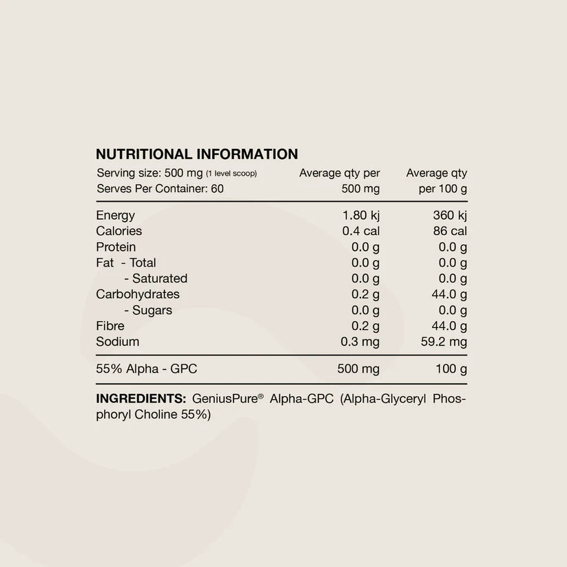 Switch Nutrition Alpha-GPC Geniuspure Caps - 30g (60 Caps)