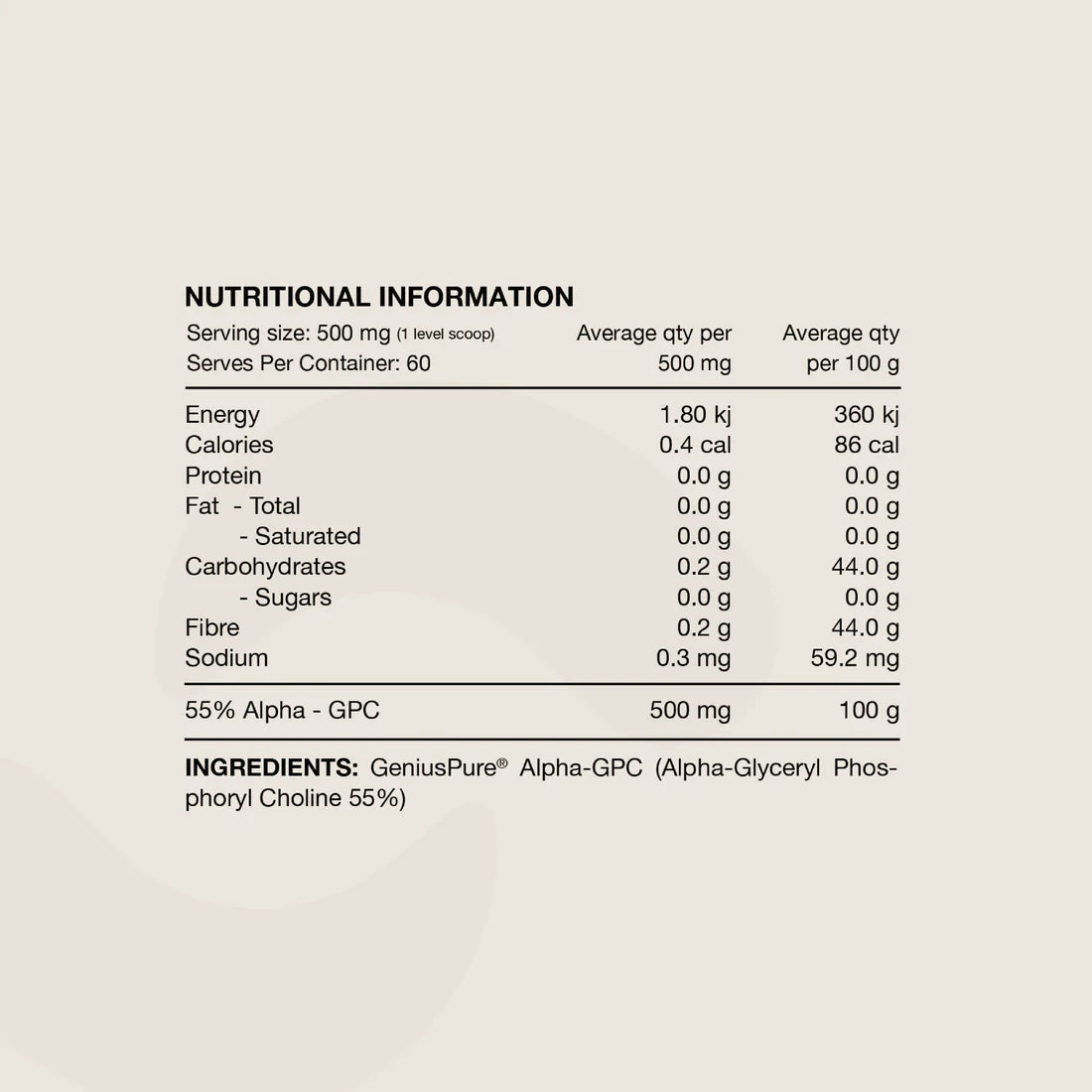 Switch Nutrition Alpha GPC Powder - 30g (60 Serves)