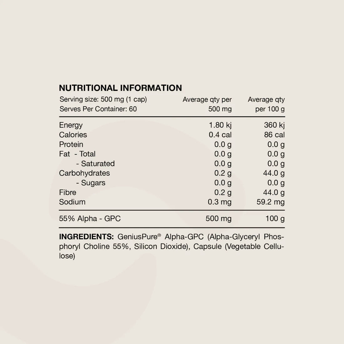 Switch Nutrition Alpha GPC Powder - 30g (60 Serves)