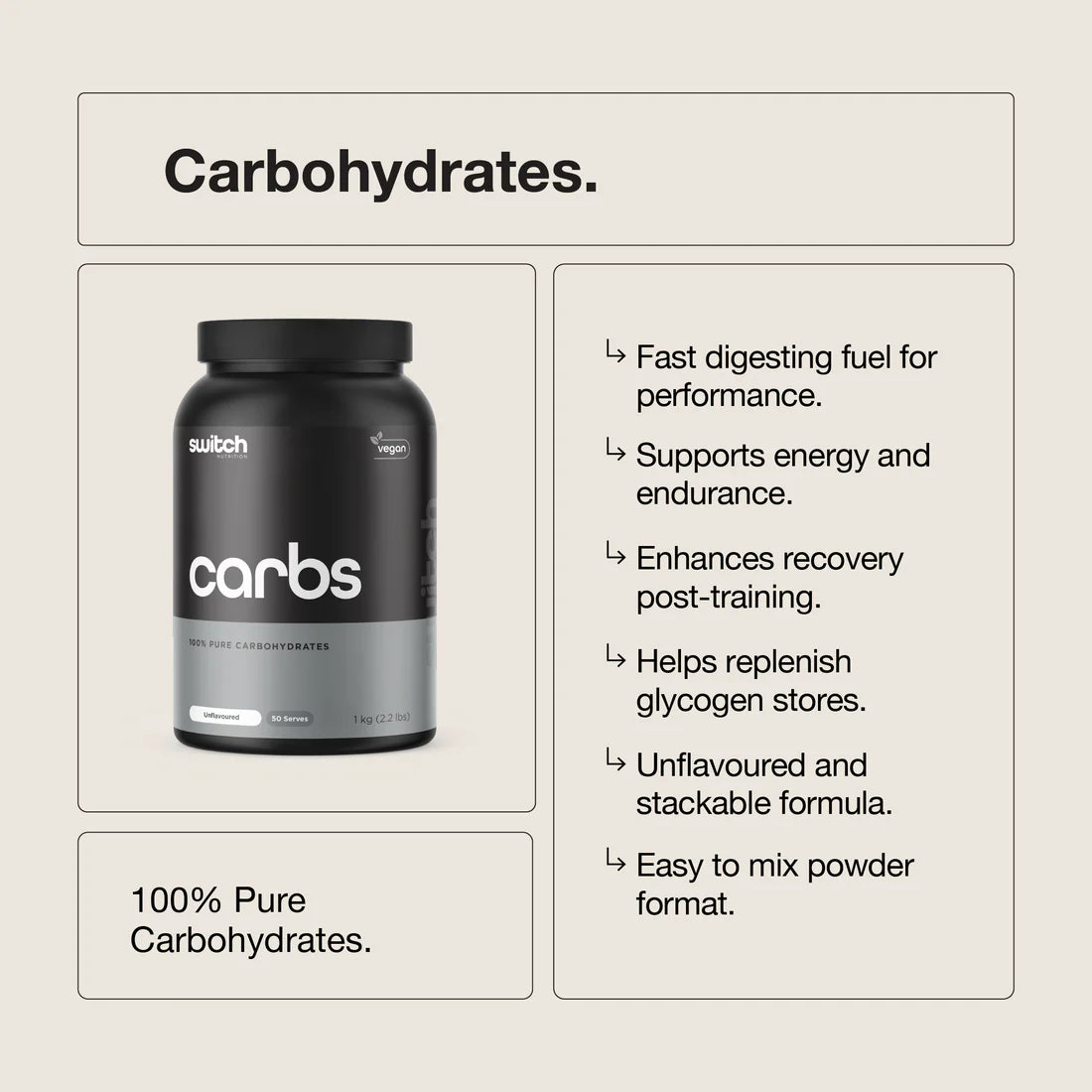 Switch Nutrition Carbs Powder - 1kg (50 Serves)