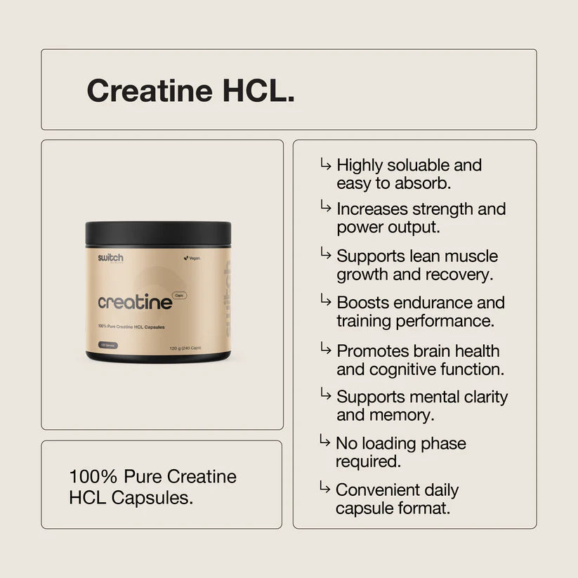 Switch Nutrition Creatine HCL Caps - 120g (240 Caps)