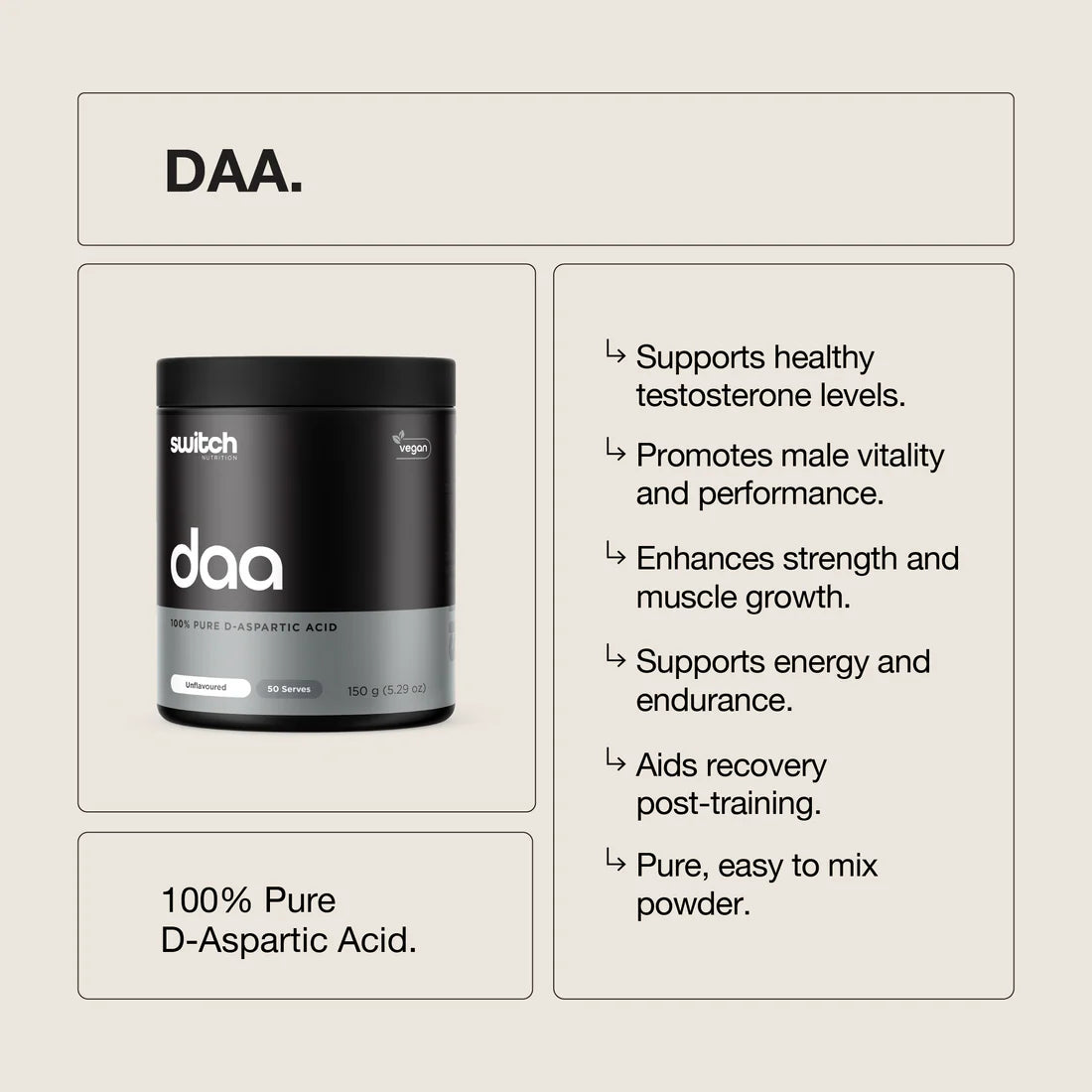 Switch Nutrition DAA Powder - 250g (50 Serves)