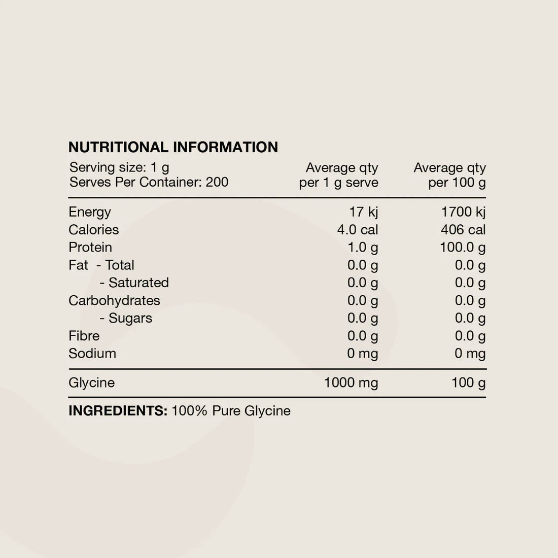 Switch Nutrition Glycine Powder - 200g (200 Serves)