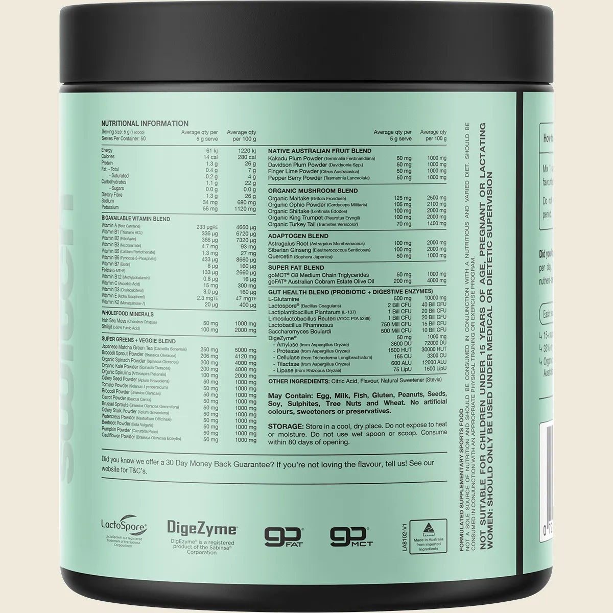 Switch Nutrition Green Tub - 250g (50 Serves) - Fruit Juice