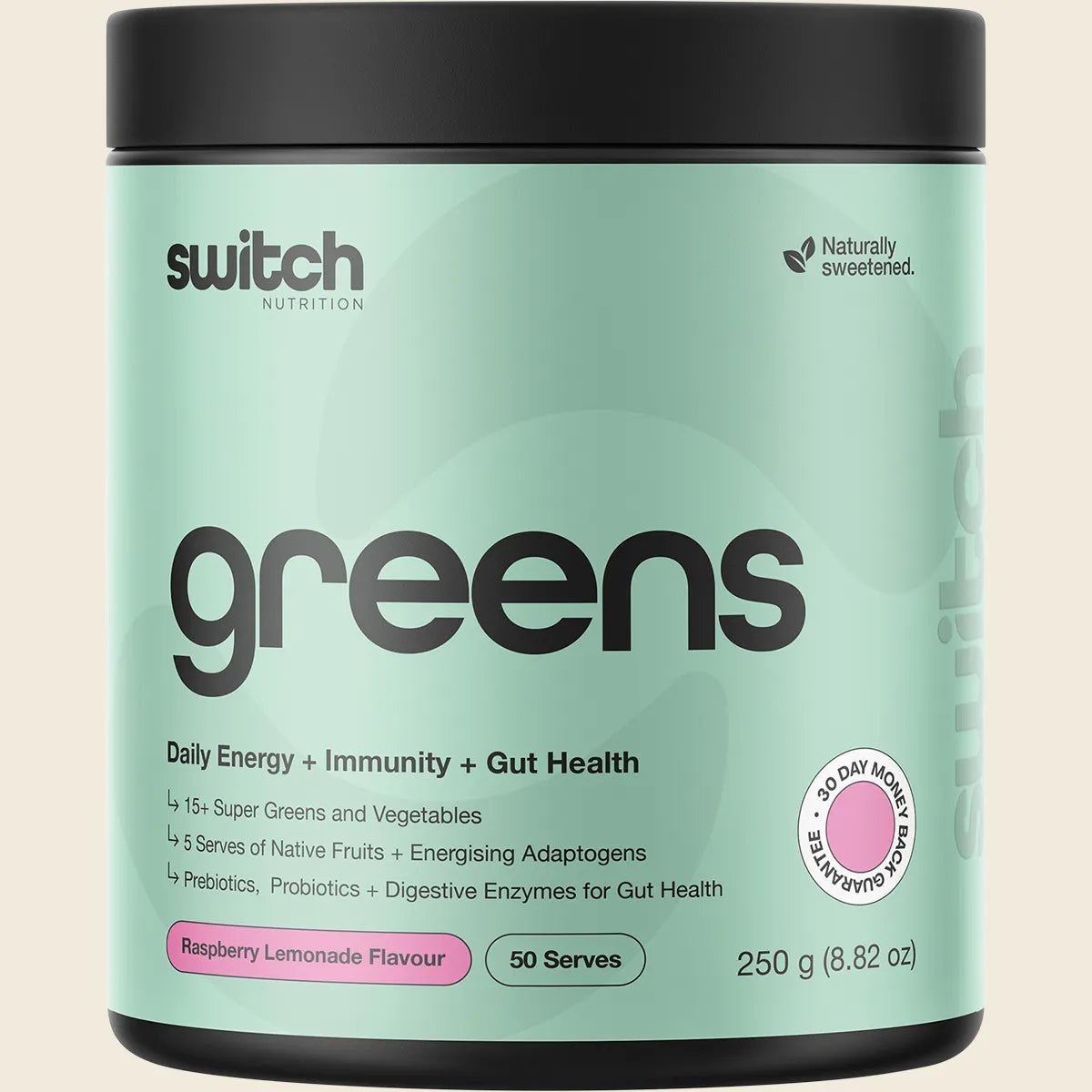 Switch Nutrition Green Tub - 250g (50 Serves) - Raspberry Lemonade