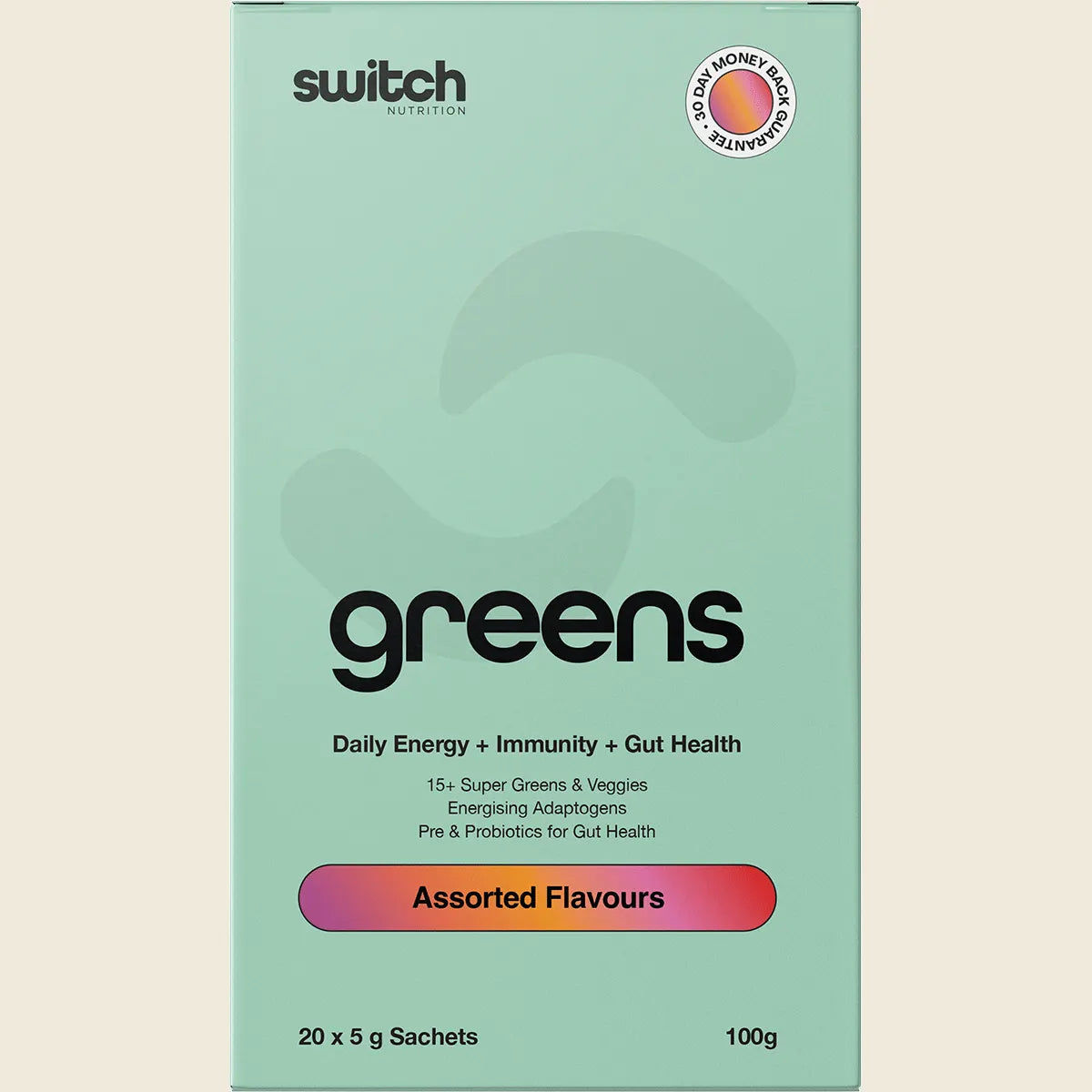 Switch Nutrition Greens Satchets - 20 x 5g Sachets - Assorted Flavours