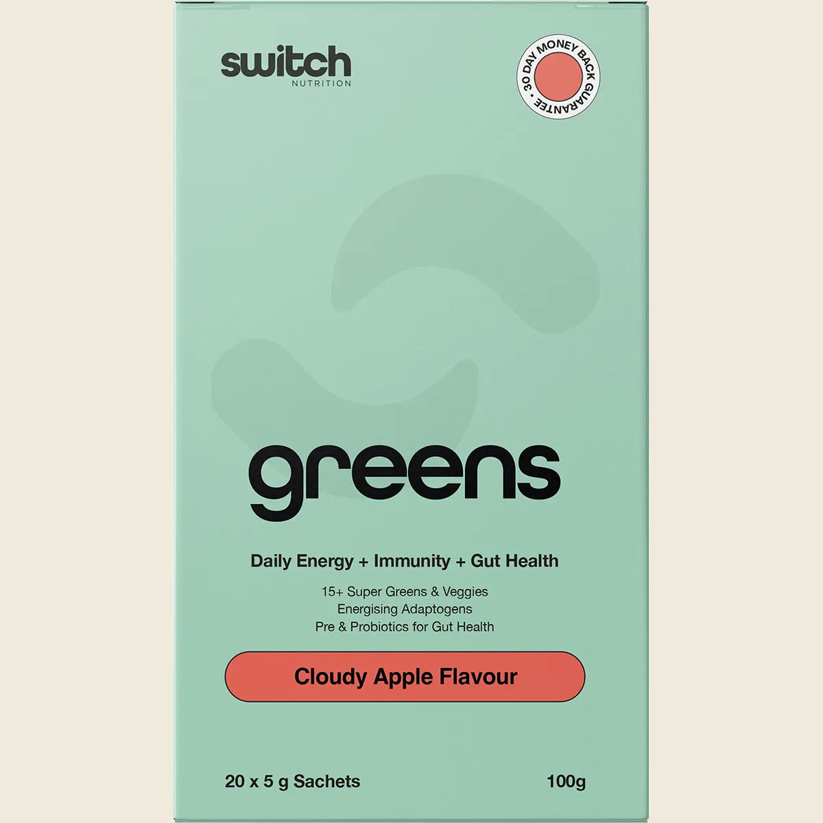 Switch Nutrition Greens Satchets - 20 x 5g Sachets - Cloudy Apple