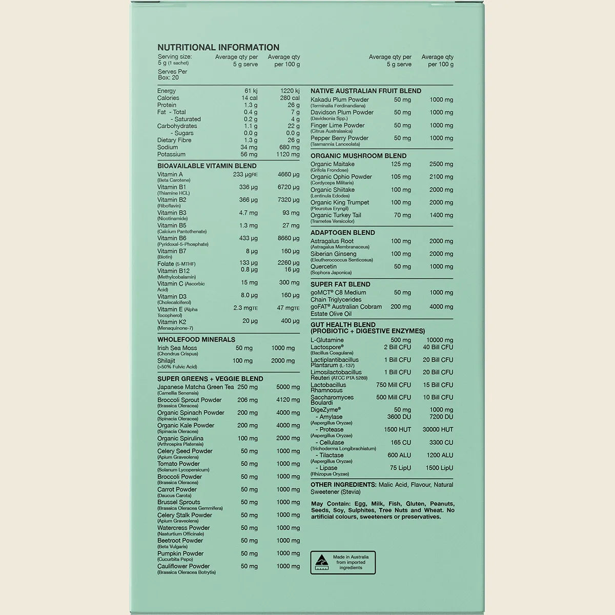 Switch Nutrition Greens Satchets - 20 x 5g Sachets - Cloudy Apple