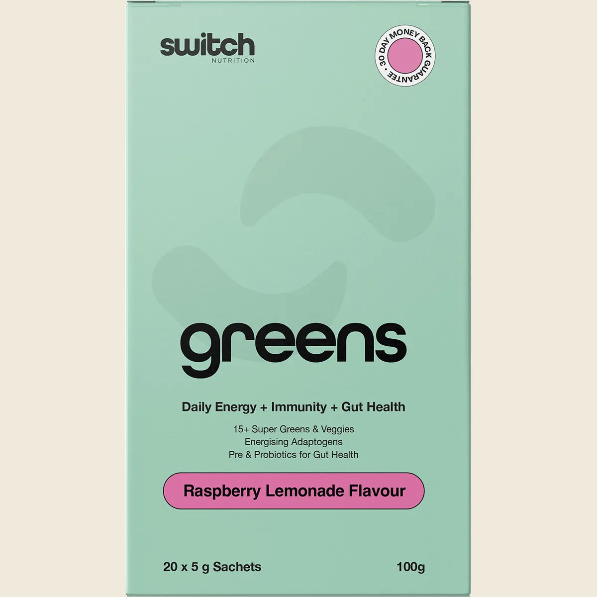 Switch Nutrition Greens Satchets - 20 x 5g Sachets - Raspberry Lemonade