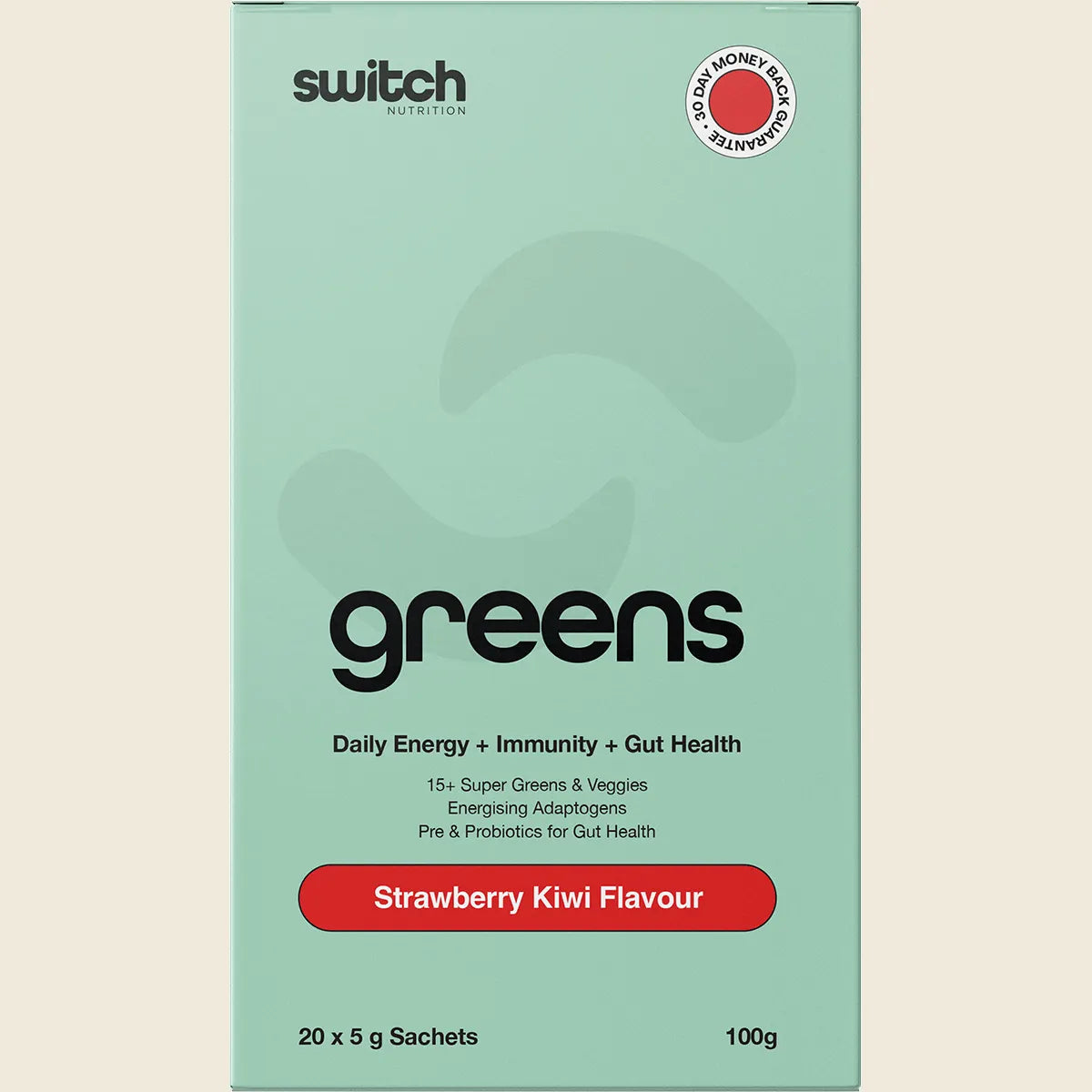 Switch Nutrition Greens Satchets - 20 x 5g Sachets - Strawberry Kiwi