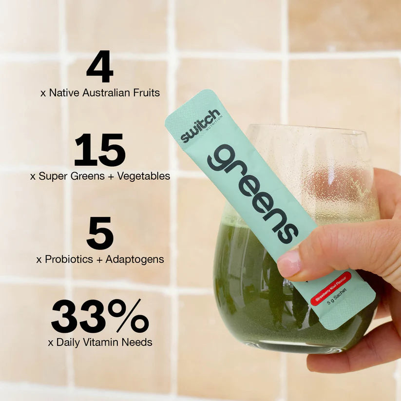 Switch Nutrition Greens Satchets - 20 x 5g Sachets - Strawberry Kiwi