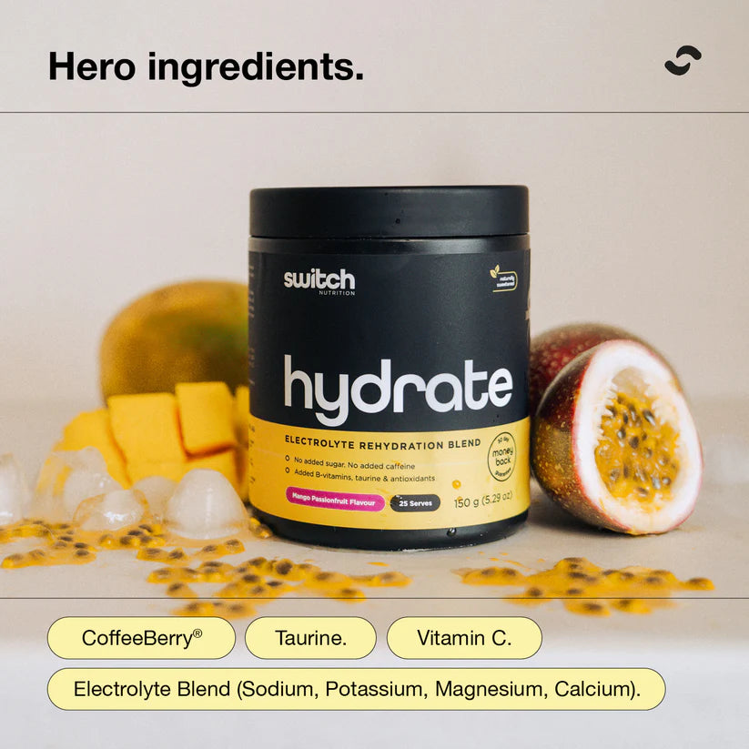 Switch Nutrition Hydrate Powder - 150g (25 Serves) - Mango Passionfruit