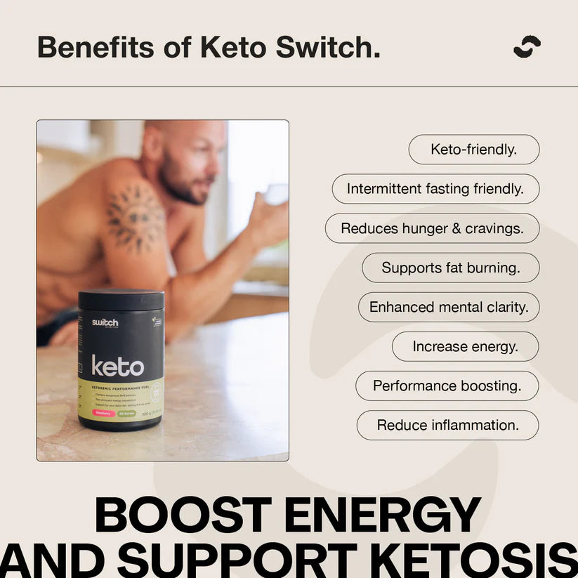 Switch Nutrition Keto Powder - 150g (30 Serves) - Raspberry