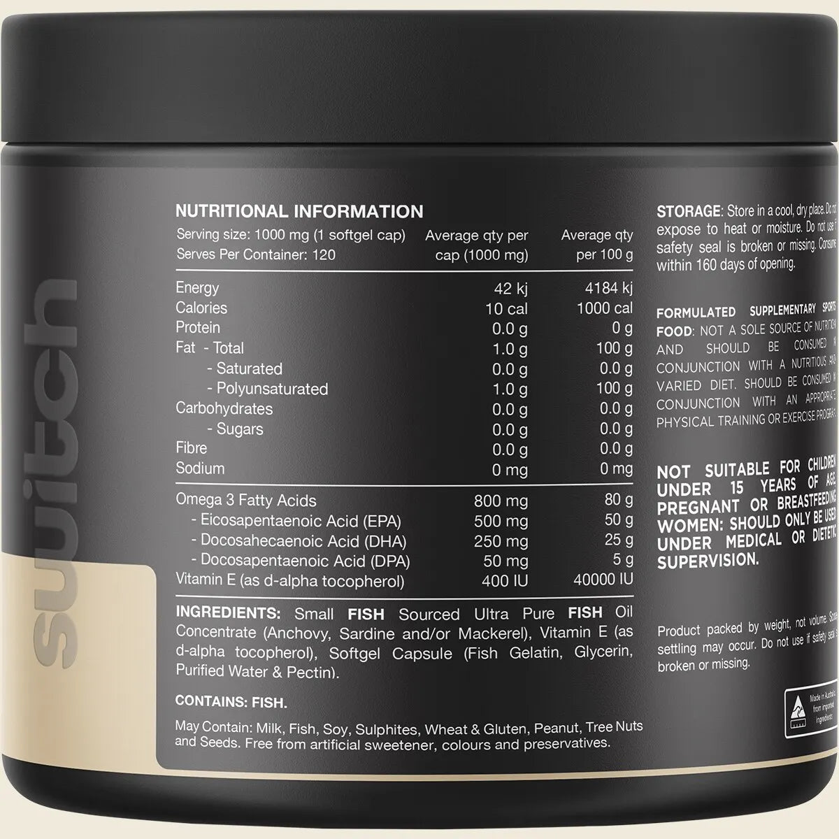 Switch Nutrition Ultra Fish Oil - 120 Soft Gel Caps